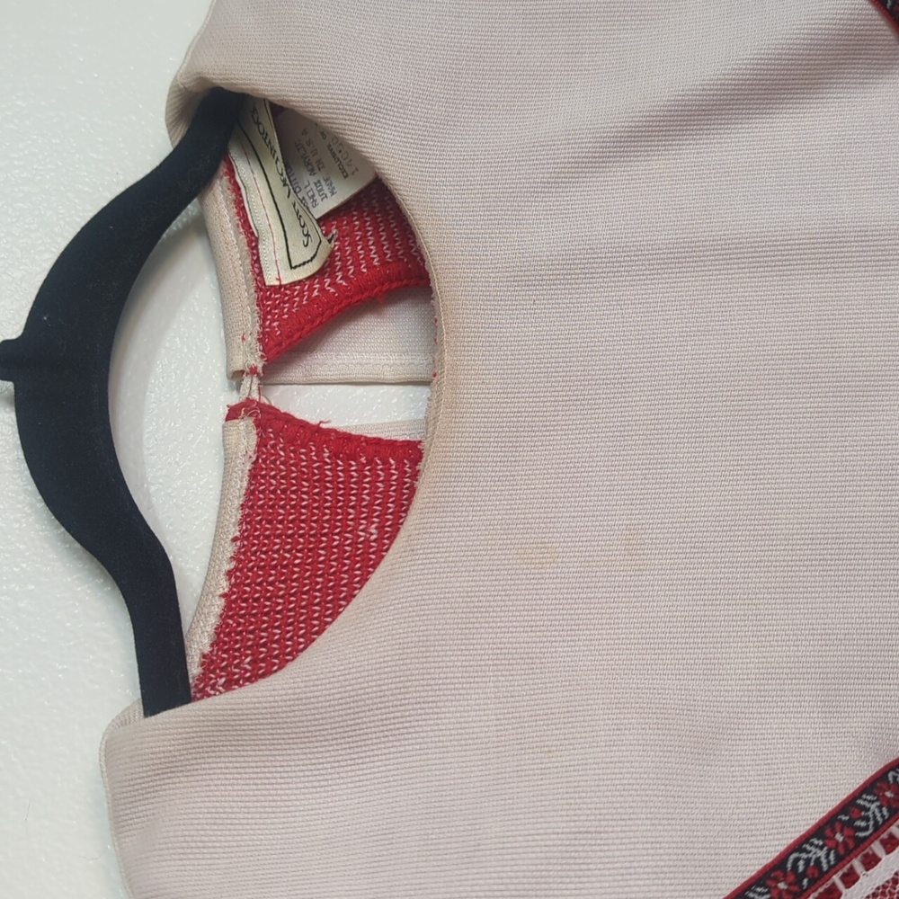 🌸Vintage Scott McClintock 1980s Red White Pullover Sweater Bibbed Collar Small - Picture 5 of 10